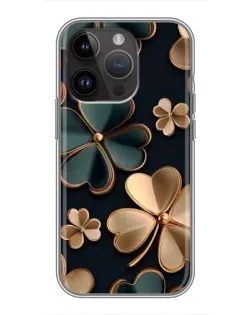 Чехол для iPhone 14 Pro с картинкой «Клевер в золоте»