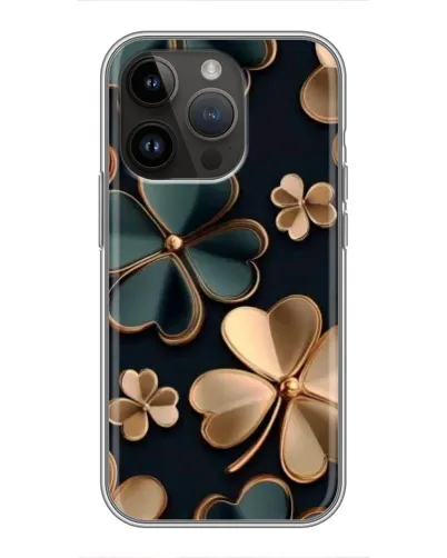 Чехол для iPhone 14 Pro с картинкой «Клевер в золоте»
