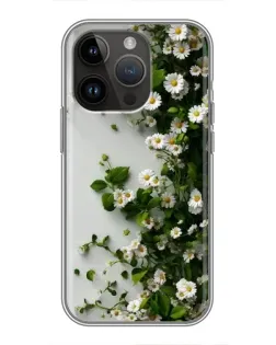 Чехол для iPhone 14 Pro с картинкой «Ветка мелких белых цветов»