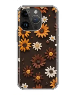 Чехол для iPhone 14 Pro с картинкой «Узор из маленьких подсолнухов»