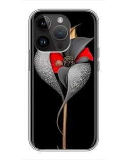 Чохол для iPhone 14 Pro з картинкою «Срібна фантазійна квітка»