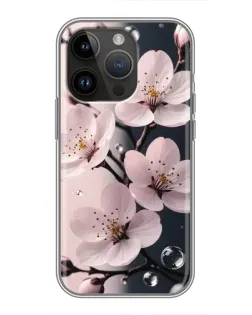 Чохол для iPhone 14 Pro з картинкою «Ніжня сакура та краплі»