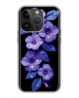 Чехол для iPhone 14 Pro с картинкой «Фиолетовые цветы с росою»