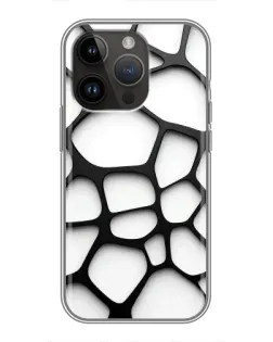 Чехол для iPhone 14 Pro с картинкой «Белая объемная сетка»