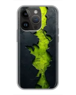 Чехол для iPhone 14 Pro с картинкой «Салатовый разлом скалы»