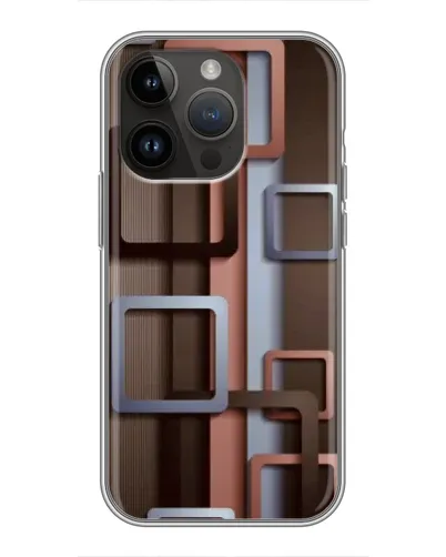 Чехол для iPhone 14 Pro с картинкой «Коричневые объемные квадраты»