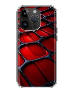 Чехол для iPhone 14 Pro с картинкой «Красная глянцевая сетка»