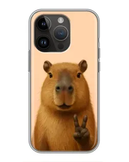 Чехол для iPhone 14 Pro с картинкой «Капибара виктория»