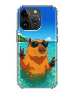 Чехол для iPhone 14 Pro с картинкой «Морская капибара»