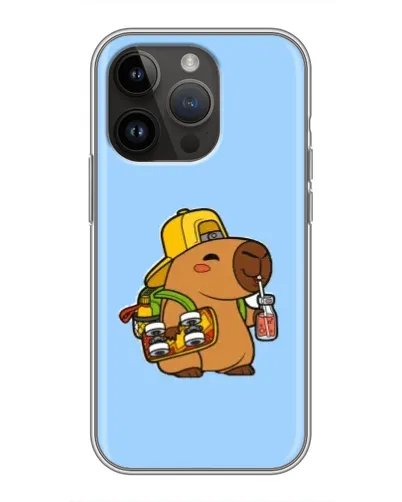 Чехол для iPhone 14 Pro с картинкой «Капибара на скейте»