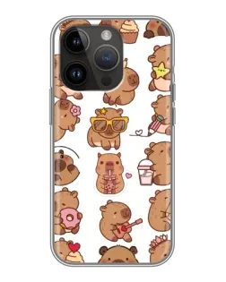 Чехол для iPhone 14 Pro с картинкой «Стикерпак с капибарами»