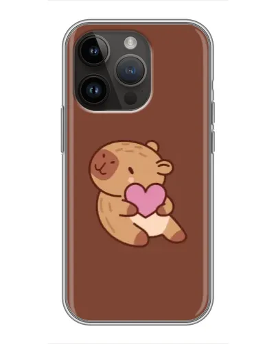 Чехол для iPhone 14 Pro с картинкой «Капибара с сердцем»