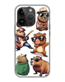 Чехол для iPhone 14 Pro с картинкой «Крутые капибары музыканты»