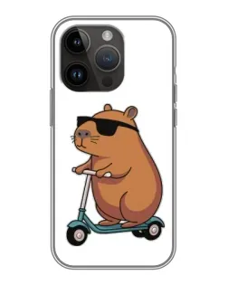 Чехол для iPhone 14 Pro с картинкой «Капибара на самокате»