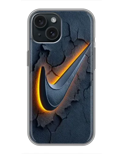 Чехол для iPhone 14 с картинкой «Объемный логотип Найк»