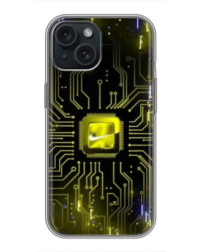 Чехол для iPhone 14 с картинкой «Nike — золотая искра»