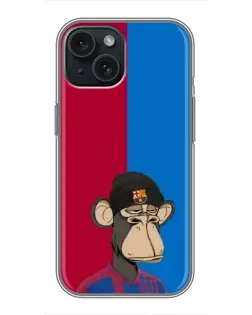 Чехол для iPhone 14 с картинкой «Bored Ape — фанат Барсы»