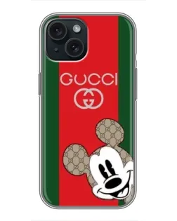 Чехол для iPhone 14 с картинкой «Gucci — полосы и Микки» Чехол для iPhone 14 с картинкой «Gucci — полосы и Микки»