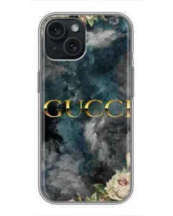Чехол для iPhone 14 с картинкой «Абстрактные цветы Gucci» Чехол для iPhone 14 с картинкой «Абстрактные цветы Gucci»