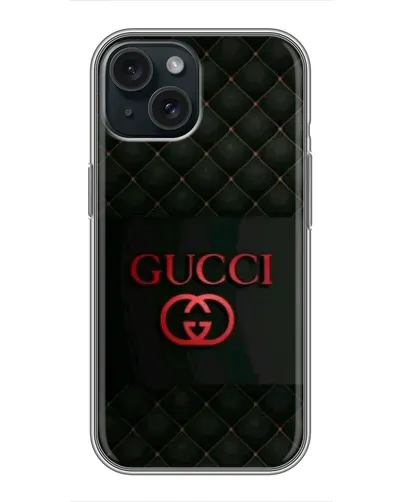 Чехол для iPhone 14 с картинкой «Gucci — стеганый черный»