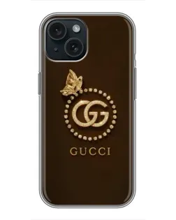 Чехол для iPhone 14 с картинкой «Gucci — золотая бабочка» Чехол для iPhone 14 с картинкой «Gucci — золотая бабочка»