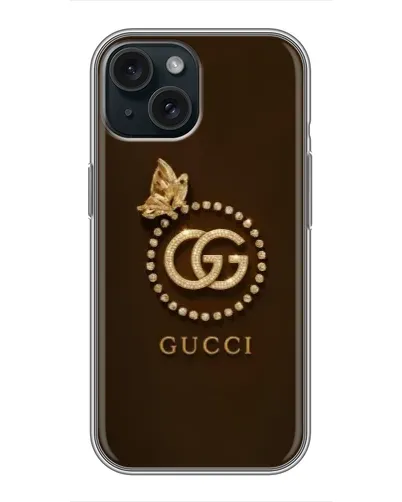 Чехол для iPhone 14 с картинкой «Gucci — золотая бабочка»