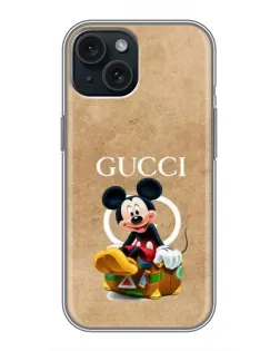 Чехол для iPhone 14 с картинкой «Микки Маус Gucci — крафт» Чехол для iPhone 14 с картинкой «Микки Маус Gucci — крафт»