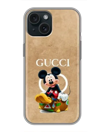 Чехол для iPhone 14 с картинкой «Микки Маус Gucci — крафт»