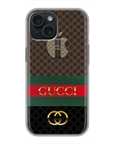 Чехол для iPhone 14 с картинкой «Gucci — брендированный десерт»