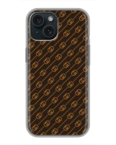 Чехол для iPhone 14 с картинкой «Gucci — золотые диагонали»