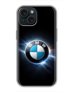 Чохол для iPhone 14 з картинкою «BMW — неонове сяйво»