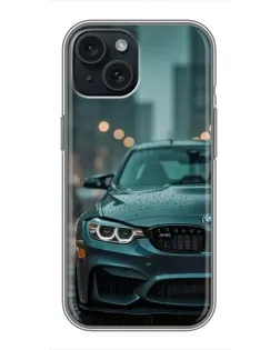 Чохол для iPhone 14 з картинкою «BMW у вогнях міста»