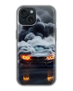 Чохол для iPhone 14 з картинкою «BMW у диму»