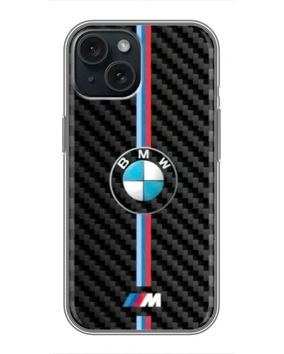 Чохол для iPhone 14 з картинкою «Емблема BMW та карбон»