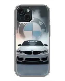 Чохол для iPhone 14 з картинкою «BMW в білому диму»