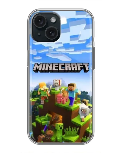 Чохол для iPhone 14 з картинкою «Minecraft класичний світ»