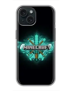 Чохол для iPhone 14 з картинкою «Minecraft Diamond лого»