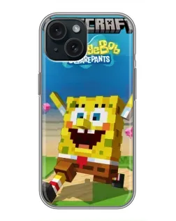 Чехол для iPhone 14 с картинкой «Губка Боб Minecraft» Чехол для iPhone 14 с картинкой «Губка Боб Minecraft»