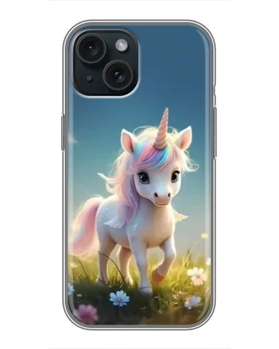 Чохол для iPhone 14 з картинкою «Єдиноріг на галявині»