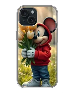 Чохол для iPhone 14 з картинкою «Міккі з тюльпанами»