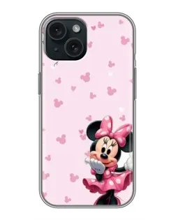 Чохол для iPhone 14 з картинкою «Мінні Маус та сердечка»