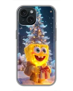 Чехол для iPhone 14 с картинкой «Рождественский Спанч Боб»