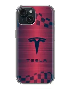 Чохол для iPhone 14 з картинкою «Тесла червоний карбон»