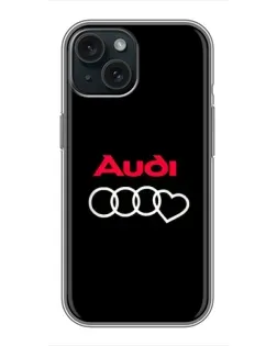 Чохол для iPhone 14 з картинкою «Логотип Audi Heart»