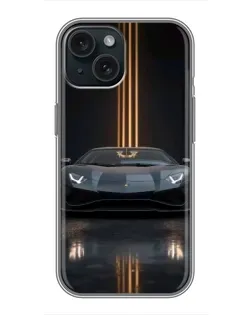 Чохол для iPhone 14 з картинкою «Lamborghini золоті лінії»