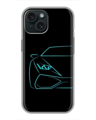 Чохол для iPhone 14 з картинкою «Блакитний силует Lamborghini»