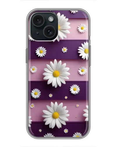 Чехол для iPhone 14 с картинкой «Ромашки на фиолетовом»