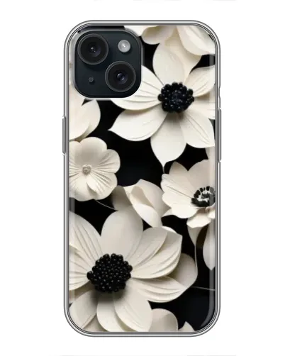 Чехол для iPhone 14 с картинкой «Объемные белые цветы»