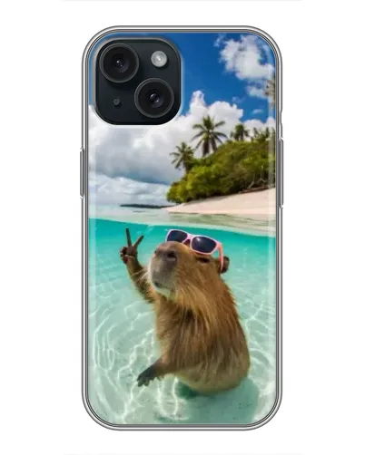 Чохол для iPhone 14 з картинкою «Капібара на морі»