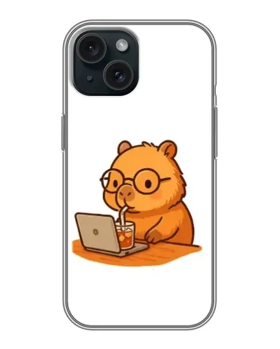 Чохол для iPhone 14 з картинкою «Капібара з ноутбуком»